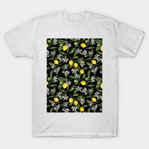 Lemon branches with blossoms and fruit T-Shirt by katerinamk